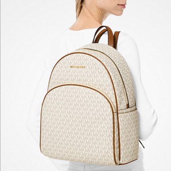 Michael Kors Handbags - Michael Kors Abbey Large Backpack MiniLogo Vanilla